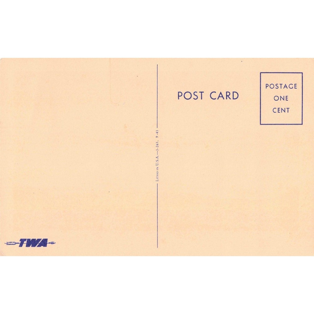 TWA The Take-off Twin Engine Airplane Aviation Linen Postcard c1945 Color-foto - Picture 2 of 2